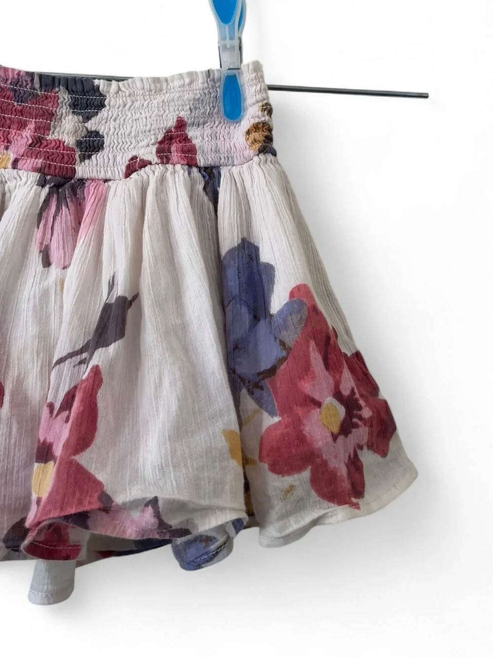 3T Girl 100% Cotton Floral Skirt Smock Stretch Waist Boho Cottage Pleated Flowy